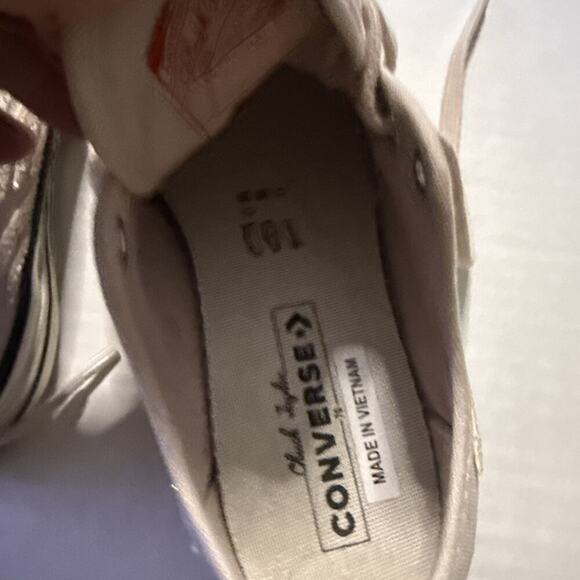 Size 7.5 Converse Chuck Taylor 70 Low Top Light Pink Glitter Flame Tennis Shoes - Picture 10 of 11